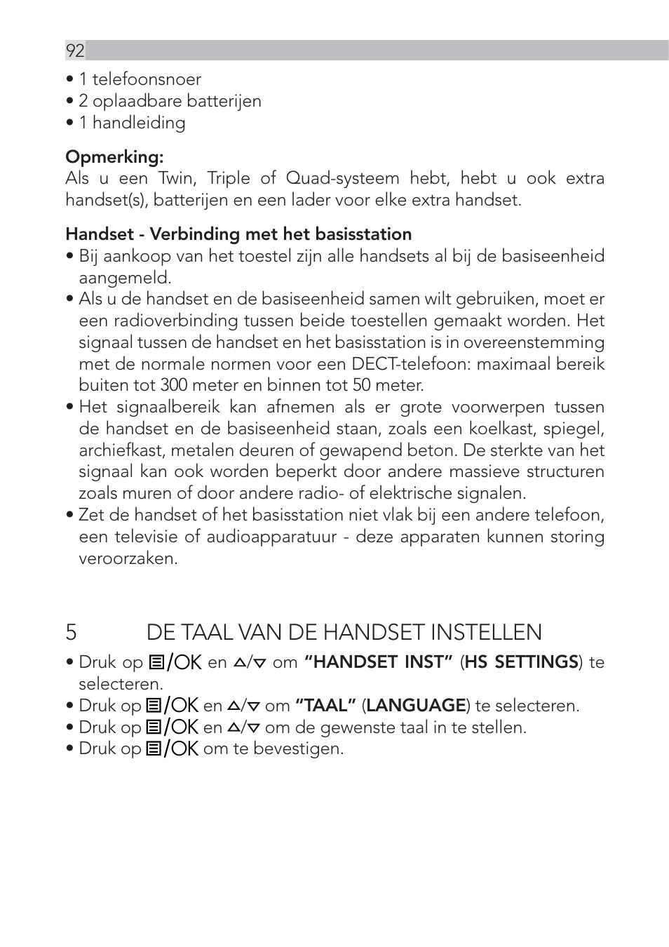 5de taal van de handset instellen | AEG Voxtel D555 User Manual | Page 92 / 120