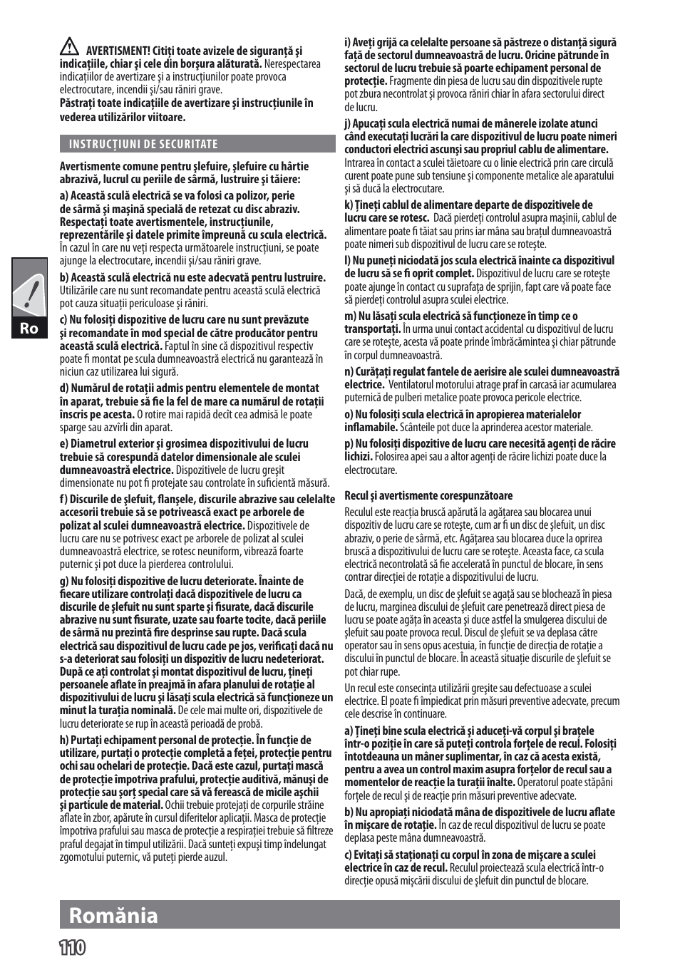 Romănia | AEG WS 9-115 User Manual | Page 111 / 125