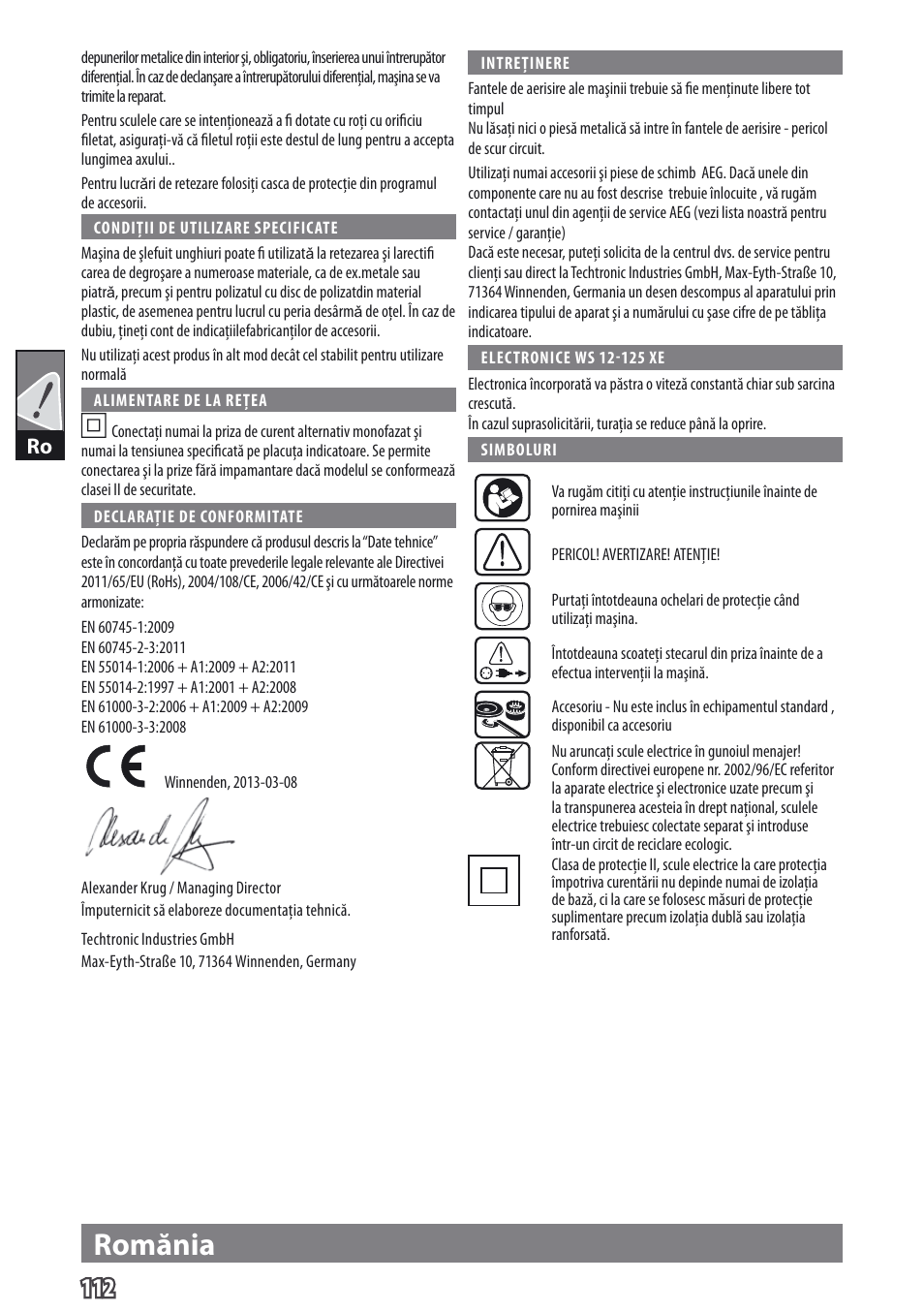 Romănia | AEG WS 9-115 User Manual | Page 113 / 125