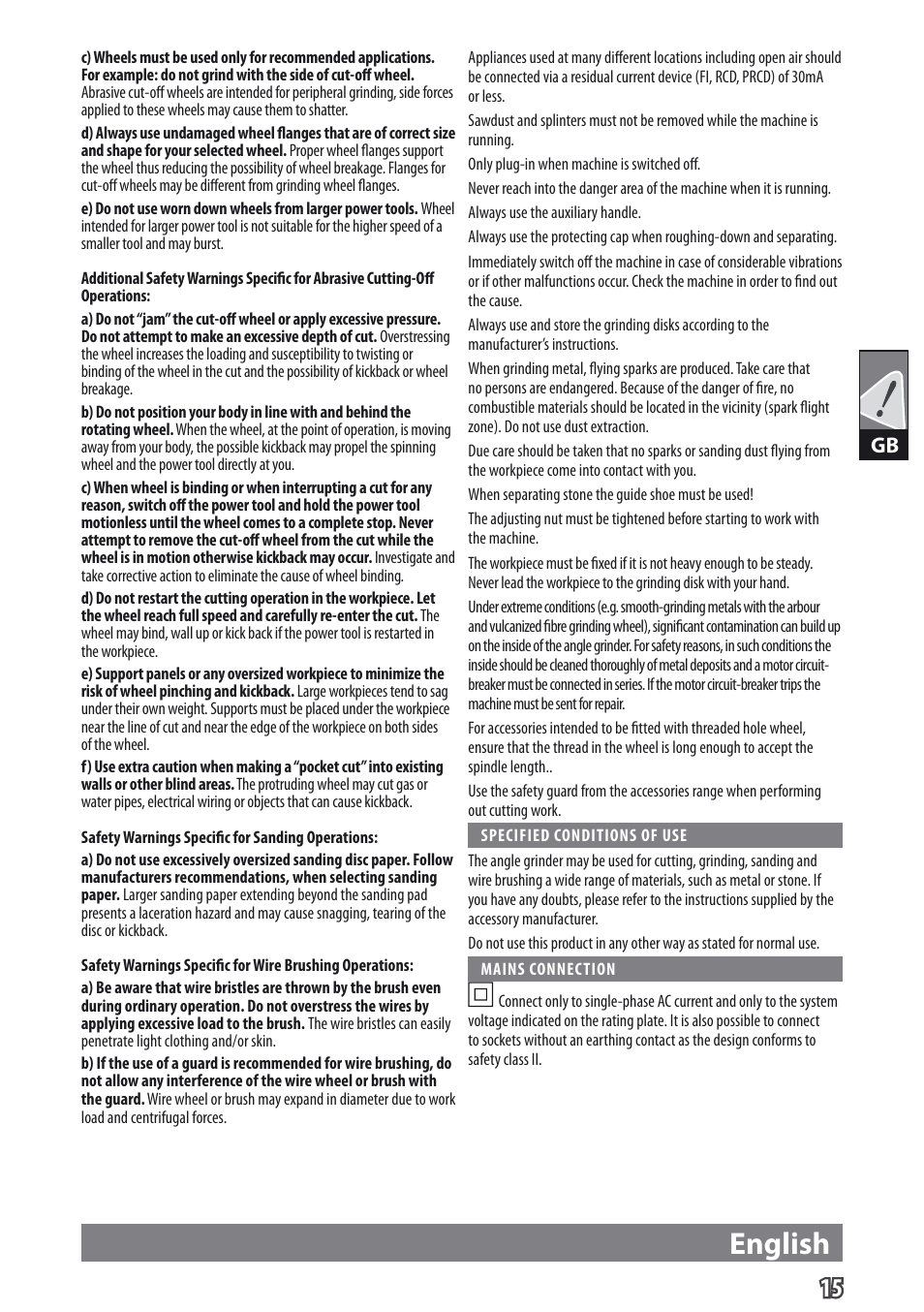 English | AEG WS 9-115 User Manual | Page 16 / 125