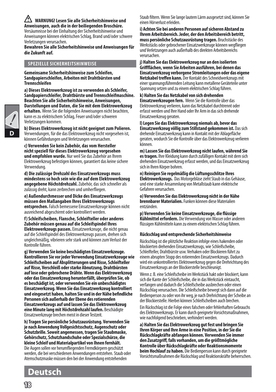 Deutsch | AEG WS 9-115 User Manual | Page 19 / 125