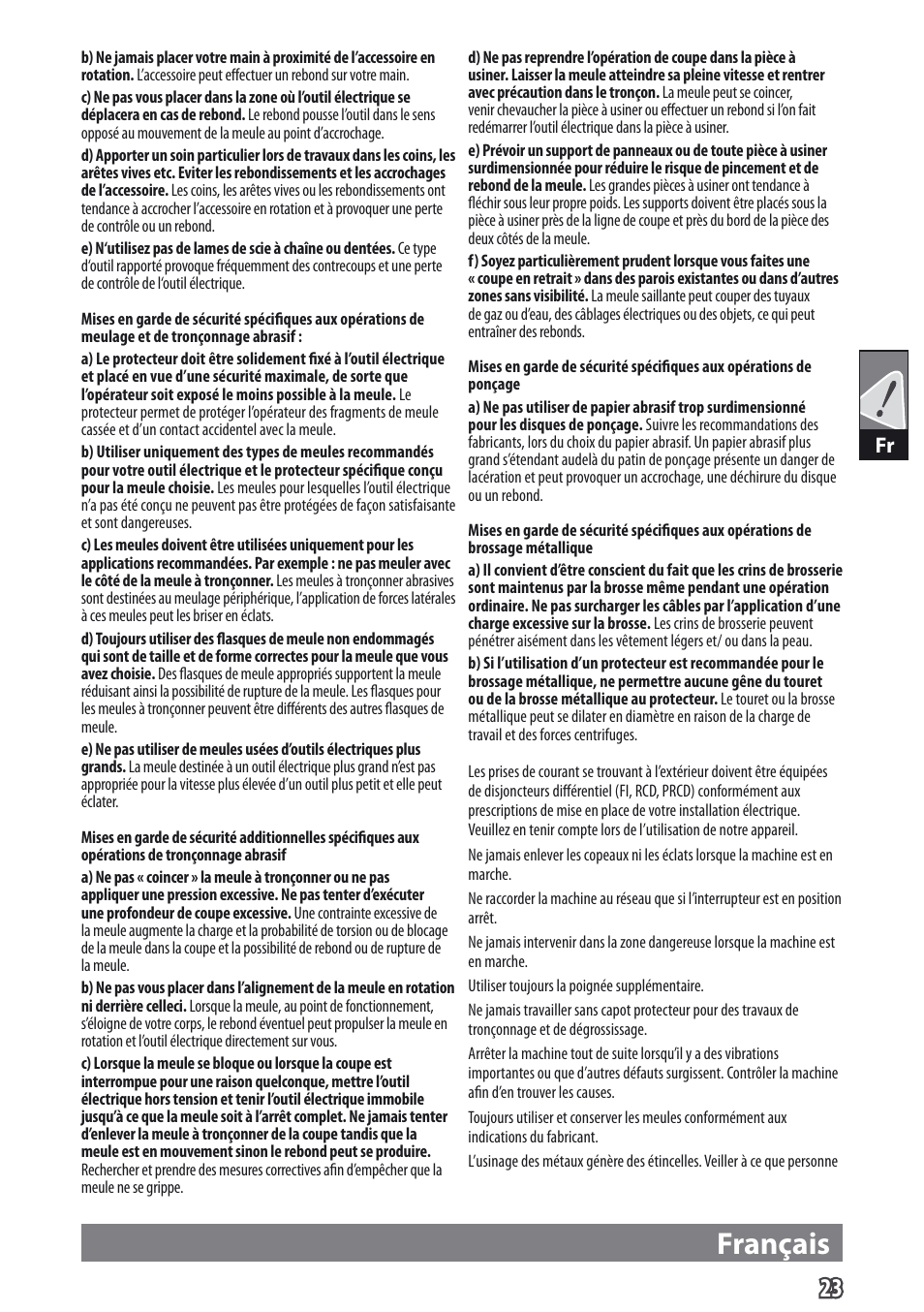 Français | AEG WS 9-115 User Manual | Page 24 / 125