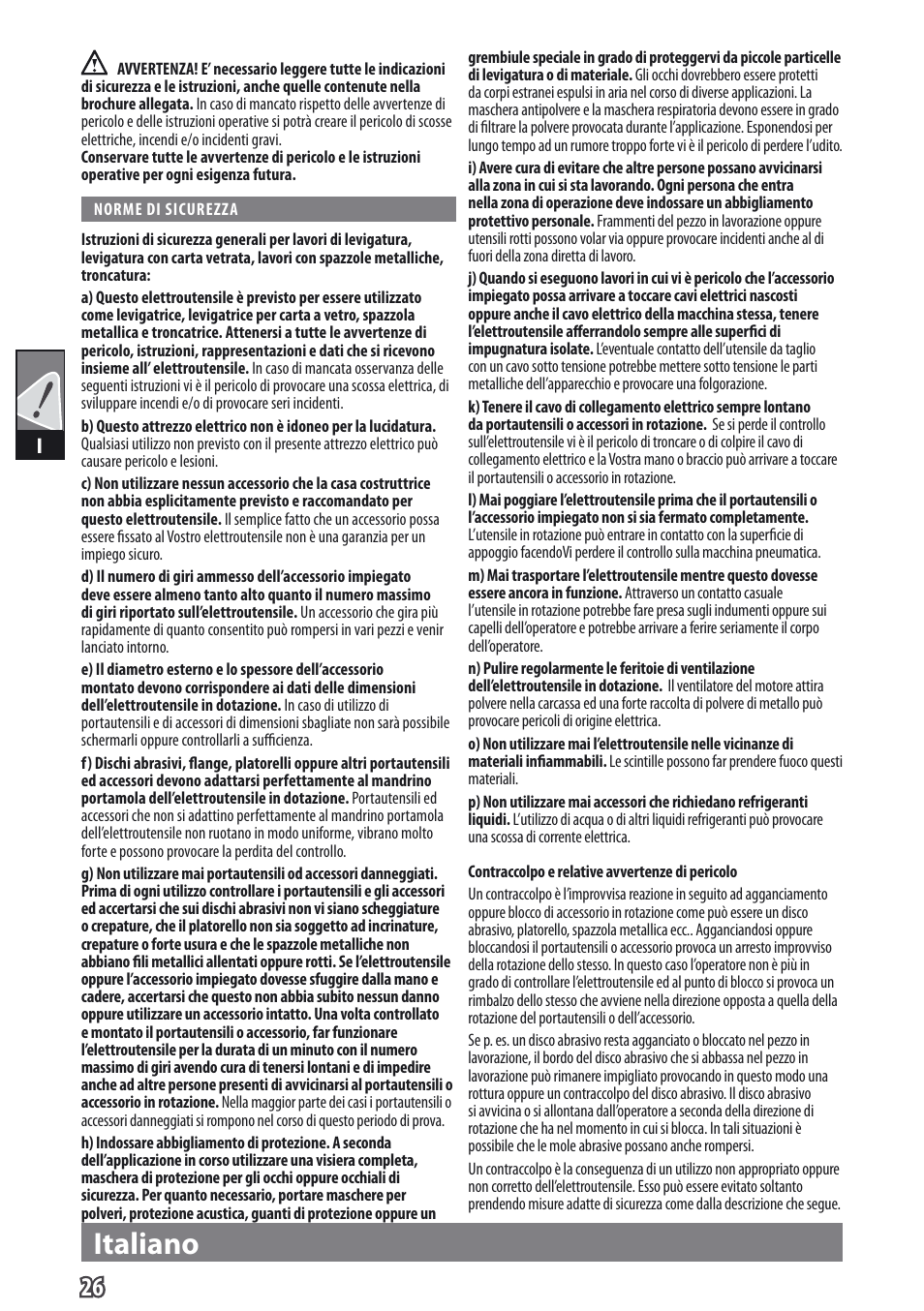 Italiano | AEG WS 9-115 User Manual | Page 27 / 125
