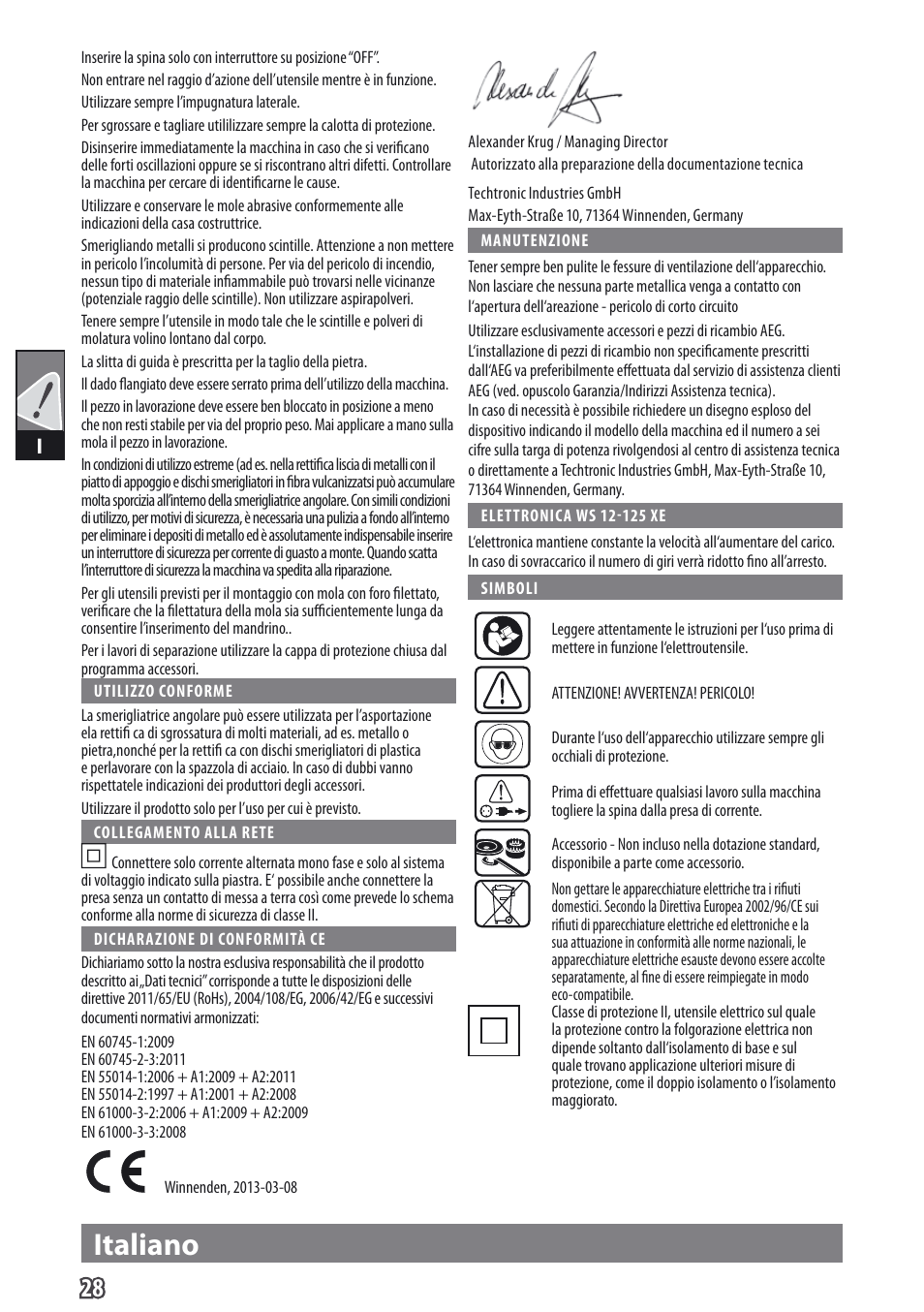 Italiano | AEG WS 9-115 User Manual | Page 29 / 125
