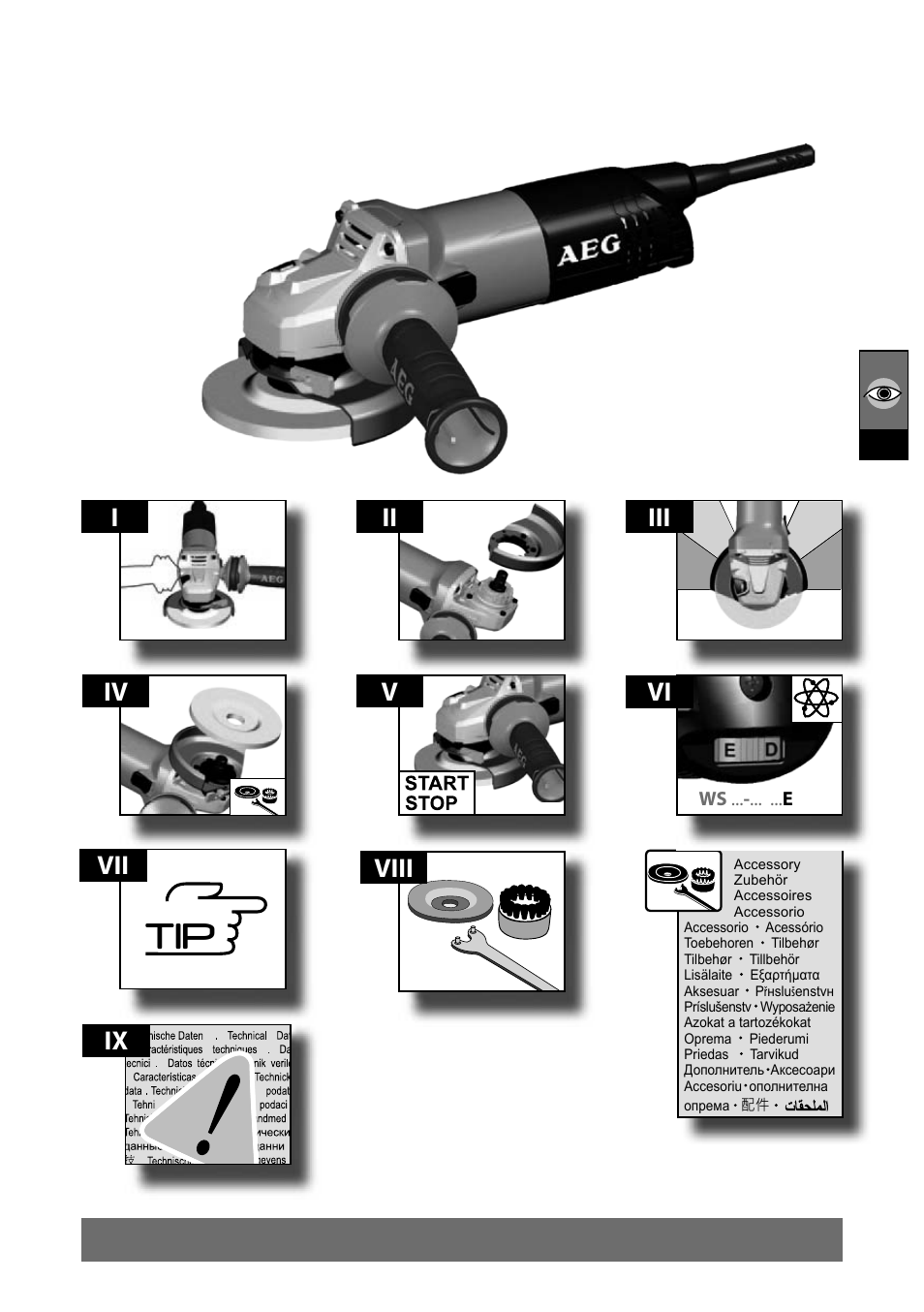 Ii vii iv, Ix i iii viii | AEG WS 9-115 User Manual | Page 3 / 125