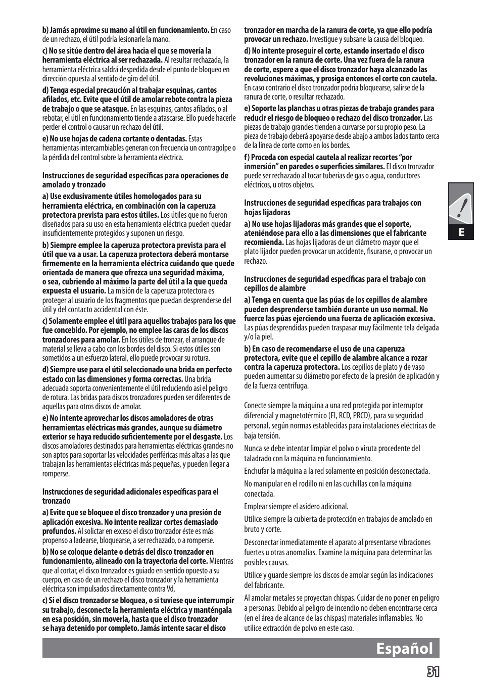 Español | AEG WS 9-115 User Manual | Page 32 / 125