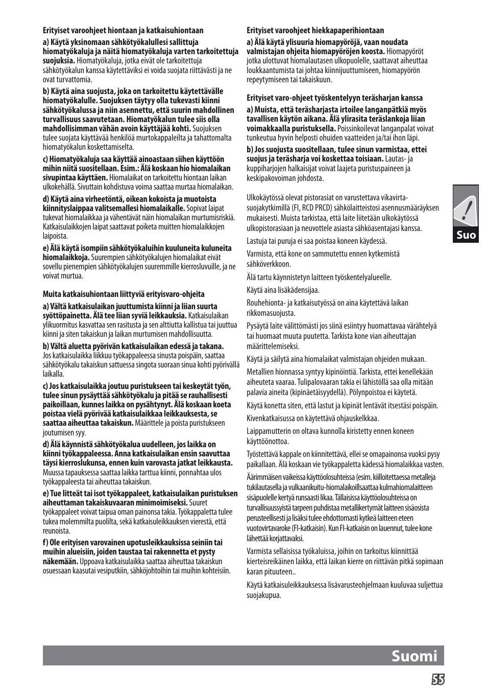 Suomi | AEG WS 9-115 User Manual | Page 56 / 125
