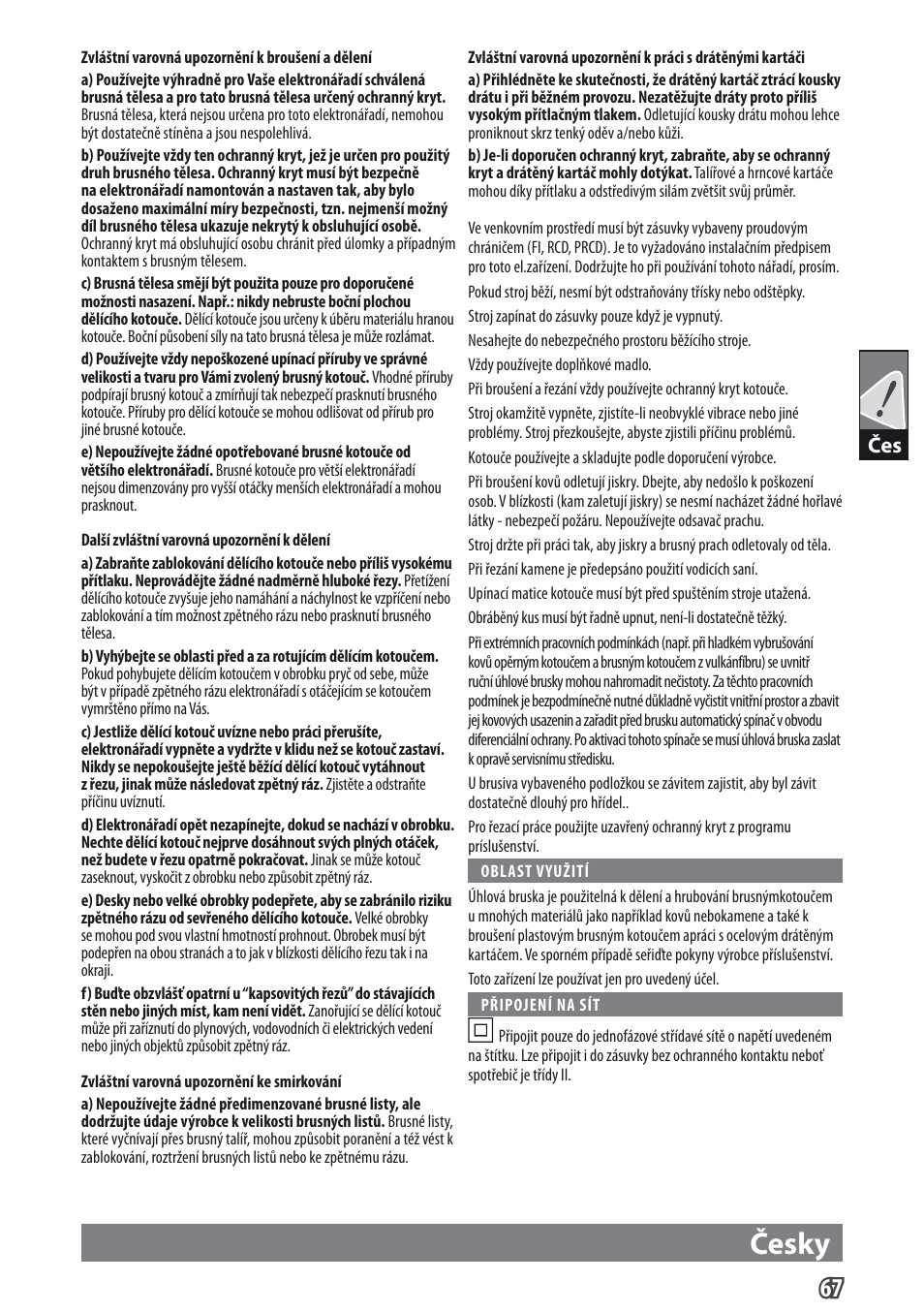 Česky | AEG WS 9-115 User Manual | Page 68 / 125