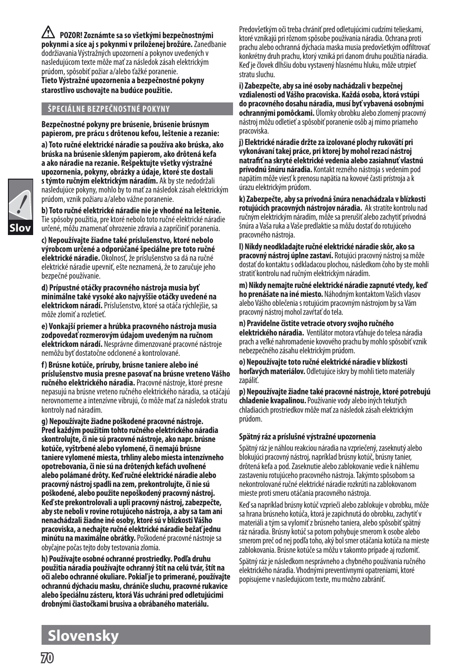 Slovensky, Slov | AEG WS 9-115 User Manual | Page 71 / 125