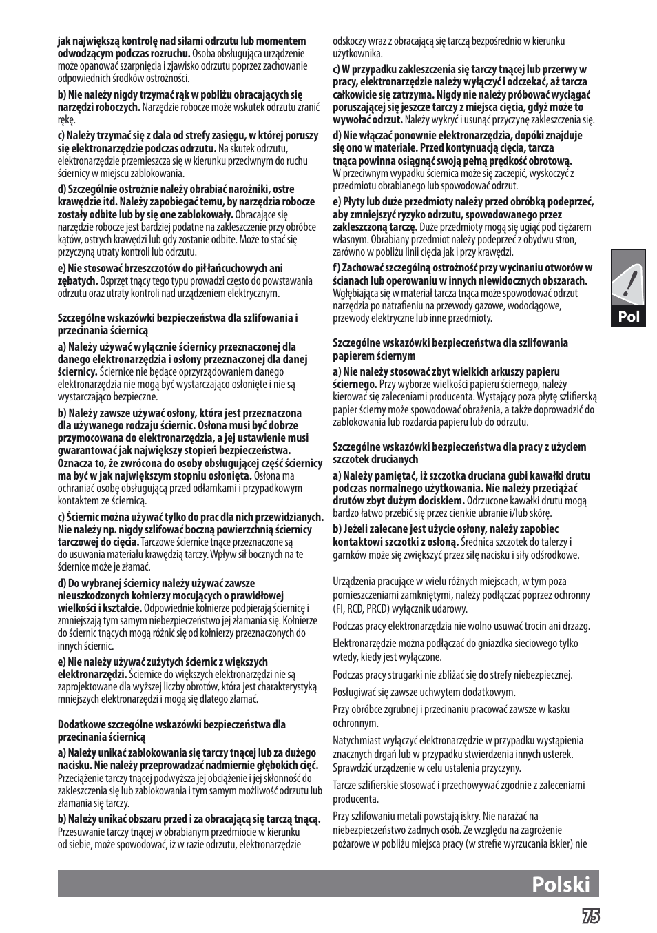 Polski | AEG WS 9-115 User Manual | Page 76 / 125