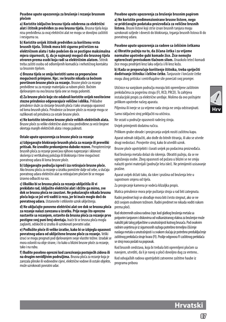 Hrvatski | AEG WS 9-115 User Manual | Page 88 / 125