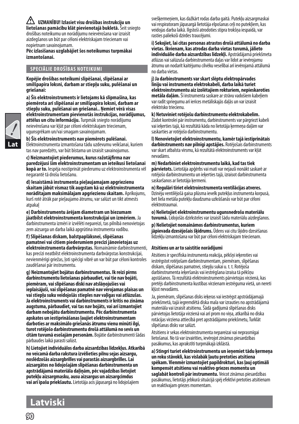 Latviski | AEG WS 9-115 User Manual | Page 91 / 125