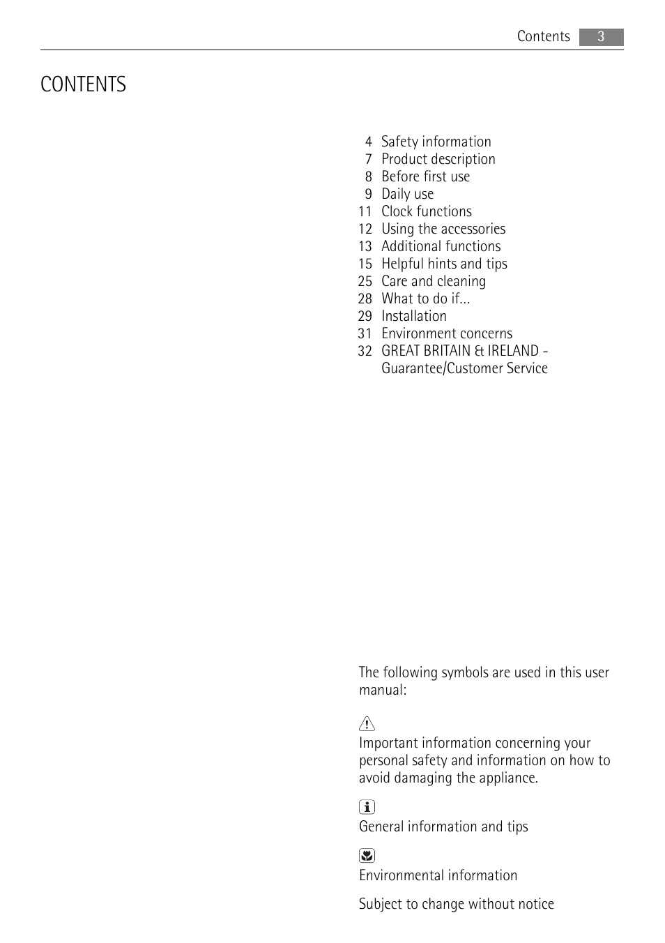 AEG BE5304001B User Manual | Page 3 / 36