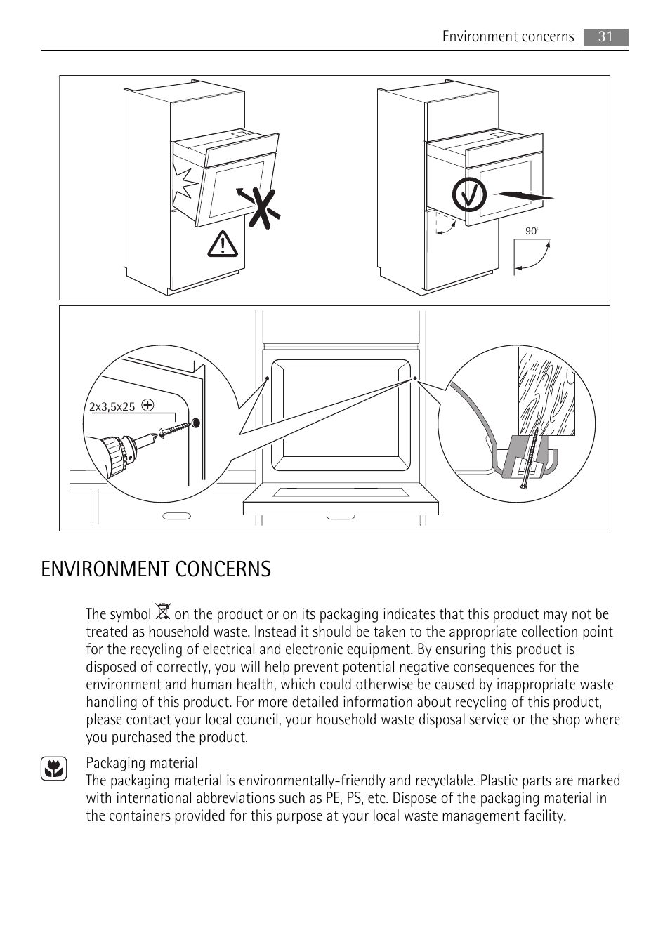 Environment concerns | AEG BE5304001B User Manual | Page 31 / 36