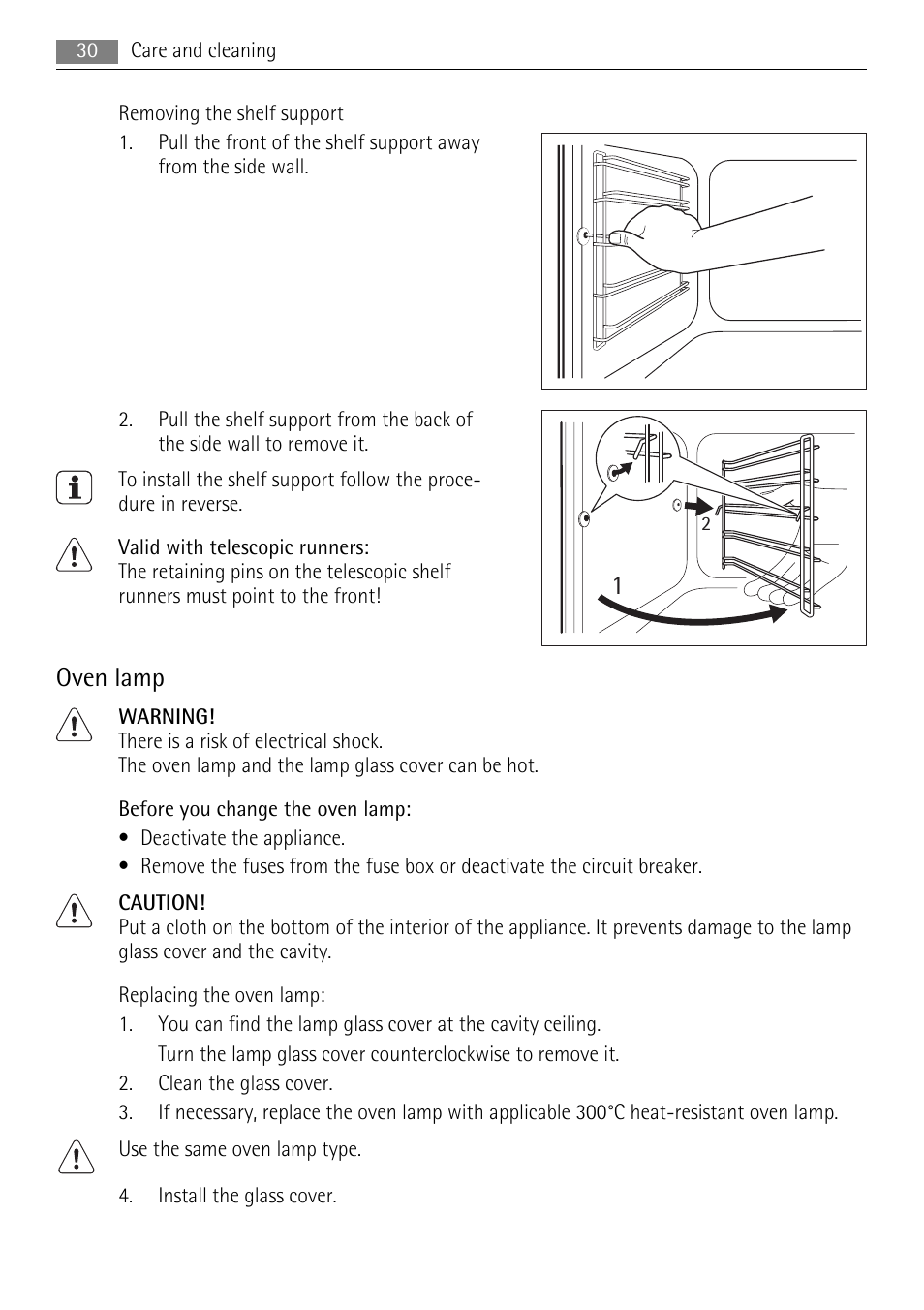 Oven lamp | AEG BE3003021M User Manual | Page 30 / 40