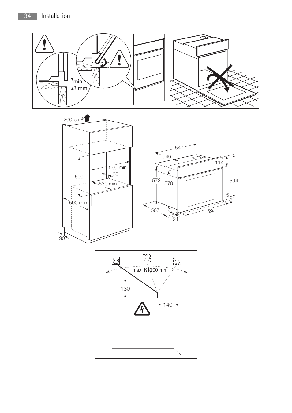 34 installation | AEG BE3003021M User Manual | Page 34 / 40
