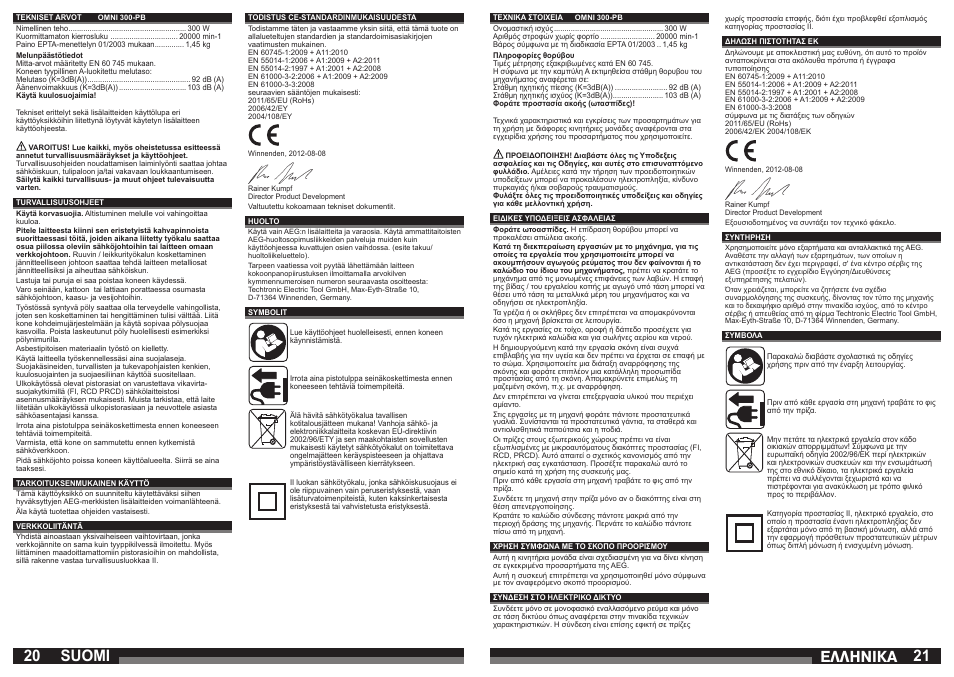 20 21 suomi åëëçnéêá | AEG OMNI 3000 User Manual | Page 11 / 21