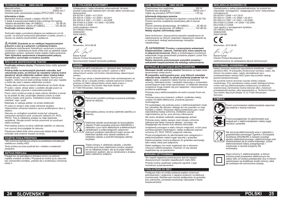 24 25 slovensky polski | AEG OMNI 3000 User Manual | Page 13 / 21