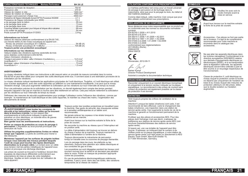 Français | AEG BH 26LE User Manual | Page 11 / 37