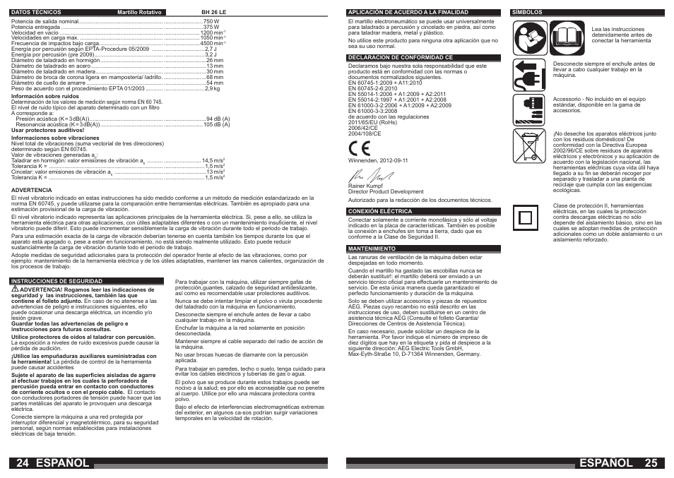 Español | AEG BH 26LE User Manual | Page 13 / 37