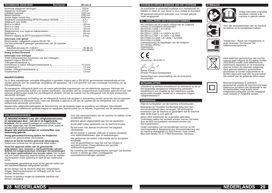 Nederlands | AEG BH 26LE User Manual | Page 15 / 37