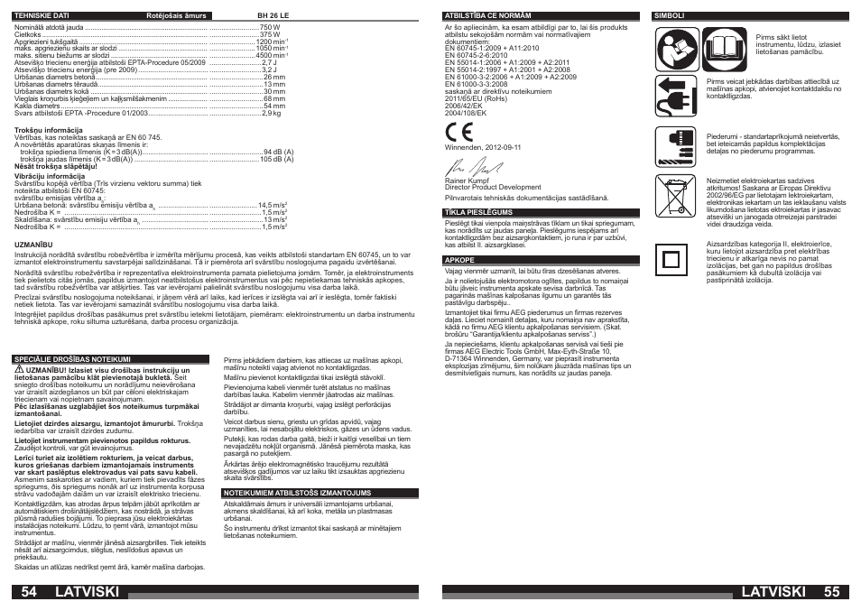 Latviski | AEG BH 26LE User Manual | Page 28 / 37