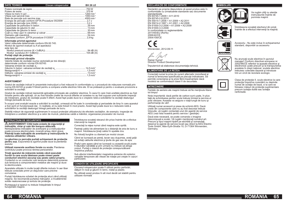 România | AEG BH 26LE User Manual | Page 33 / 37