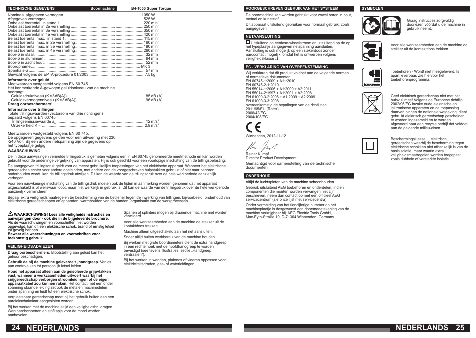 Nederlands | AEG B4-1050 User Manual | Page 13 / 35