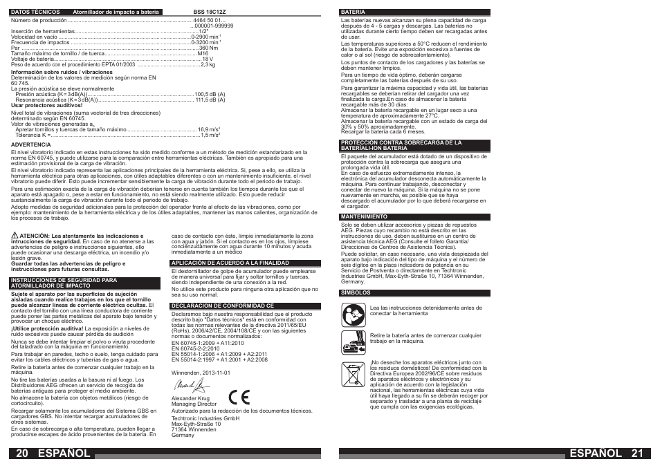 Español | AEG BSS 18C 12Z User Manual | Page 11 / 35