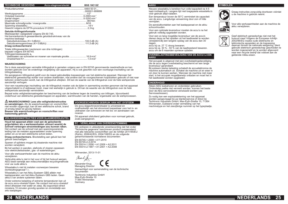 Nederlands | AEG BSS 18C 12Z User Manual | Page 13 / 35