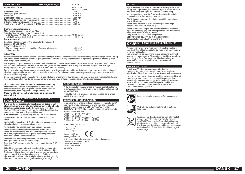 Dansk | AEG BSS 18C 12Z User Manual | Page 14 / 35