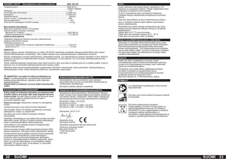 Suomi | AEG BSS 18C 12Z User Manual | Page 17 / 35