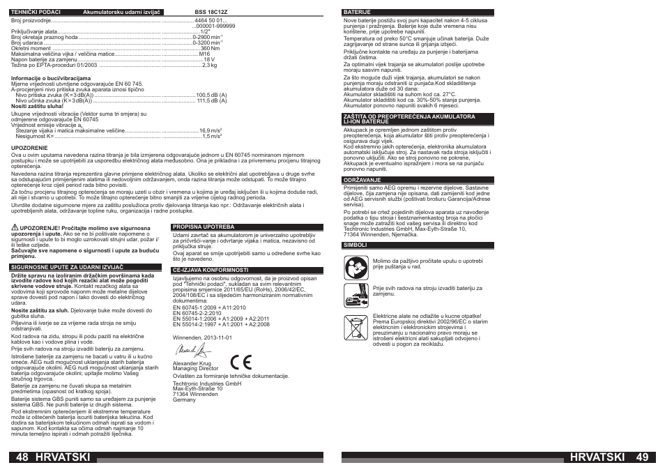 Hrvatski | AEG BSS 18C 12Z User Manual | Page 25 / 35