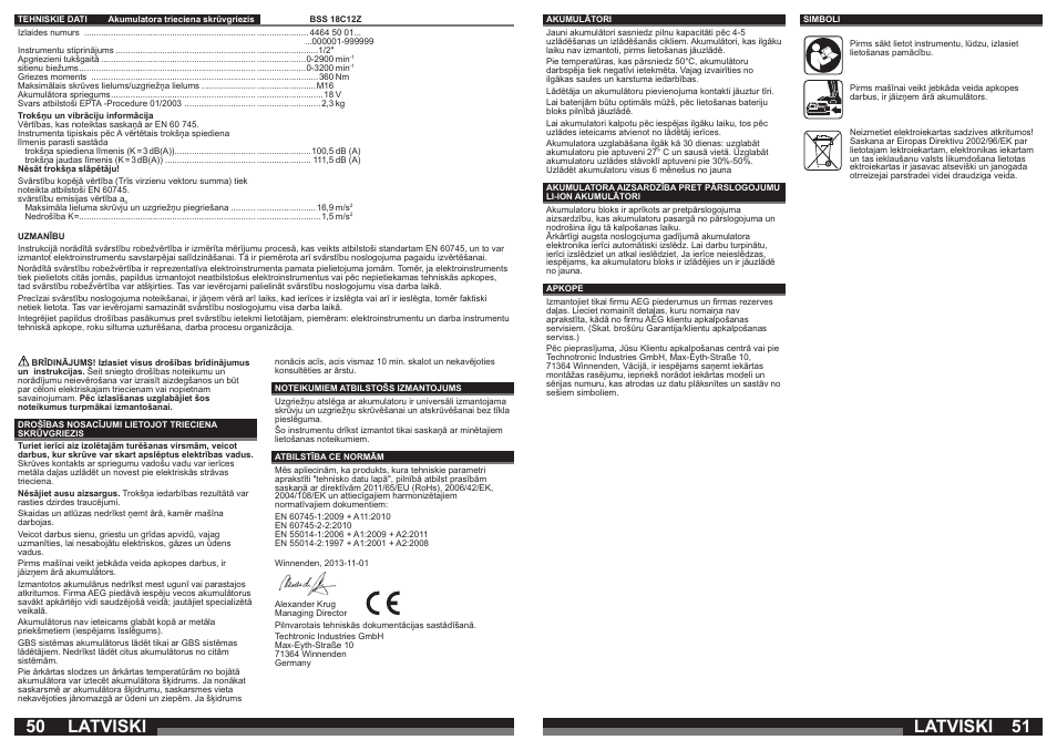 Latviski | AEG BSS 18C 12Z User Manual | Page 26 / 35