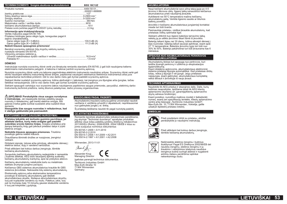 Lietuviškai | AEG BSS 18C 12Z User Manual | Page 27 / 35
