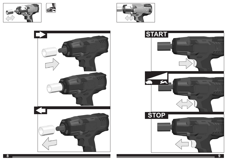 Start stop | AEG BSS 18C 12Z User Manual | Page 5 / 35