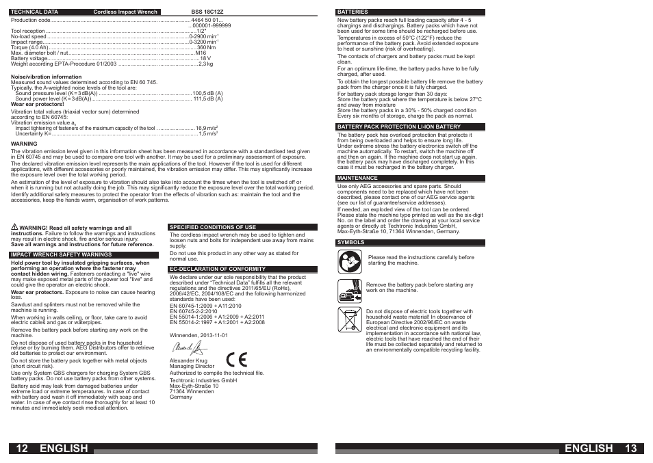 English | AEG BSS 18C 12Z User Manual | Page 7 / 35