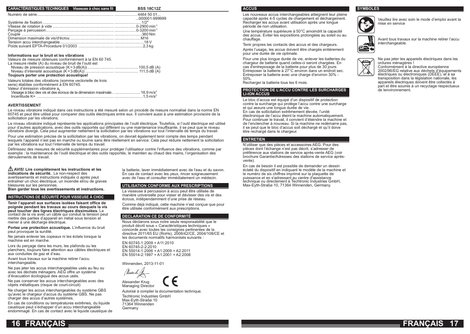 Français | AEG BSS 18C 12Z User Manual | Page 9 / 35