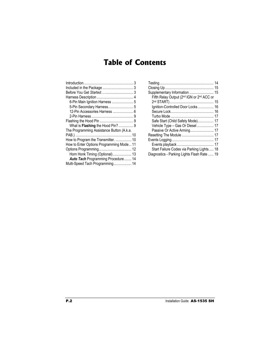 Autostart AS-1535 SH User Manual | Page 2 / 19