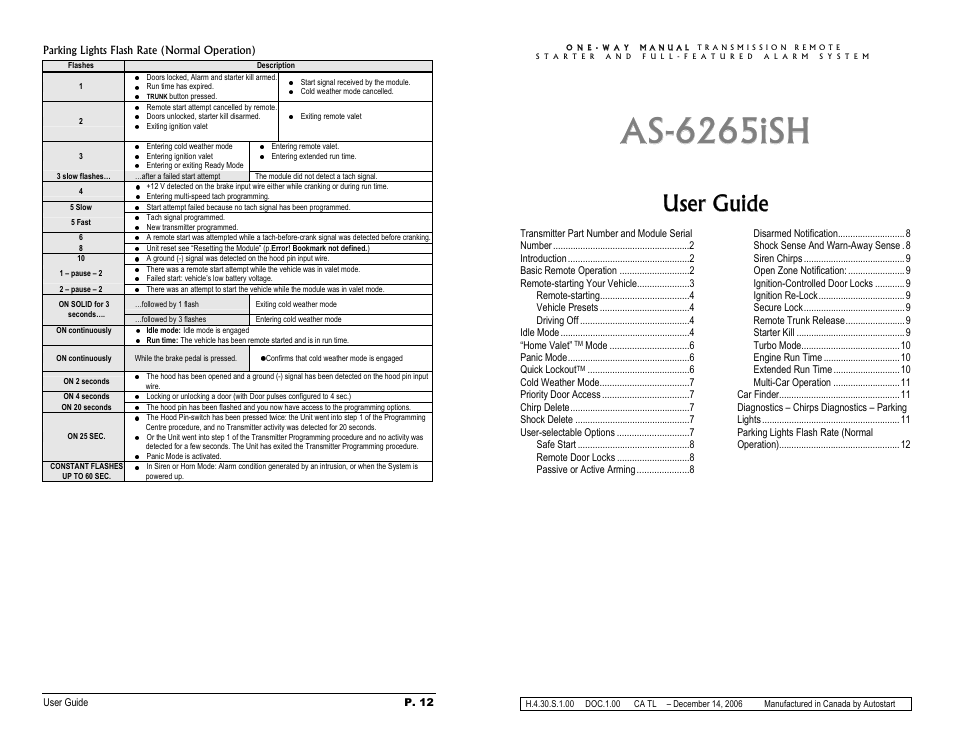 Autostart AS-6265iSH User Manual | 6 pages