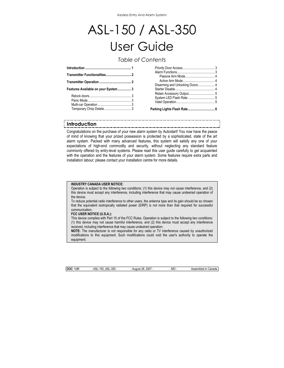 Autostart ASL-150 User Manual | 6 pages