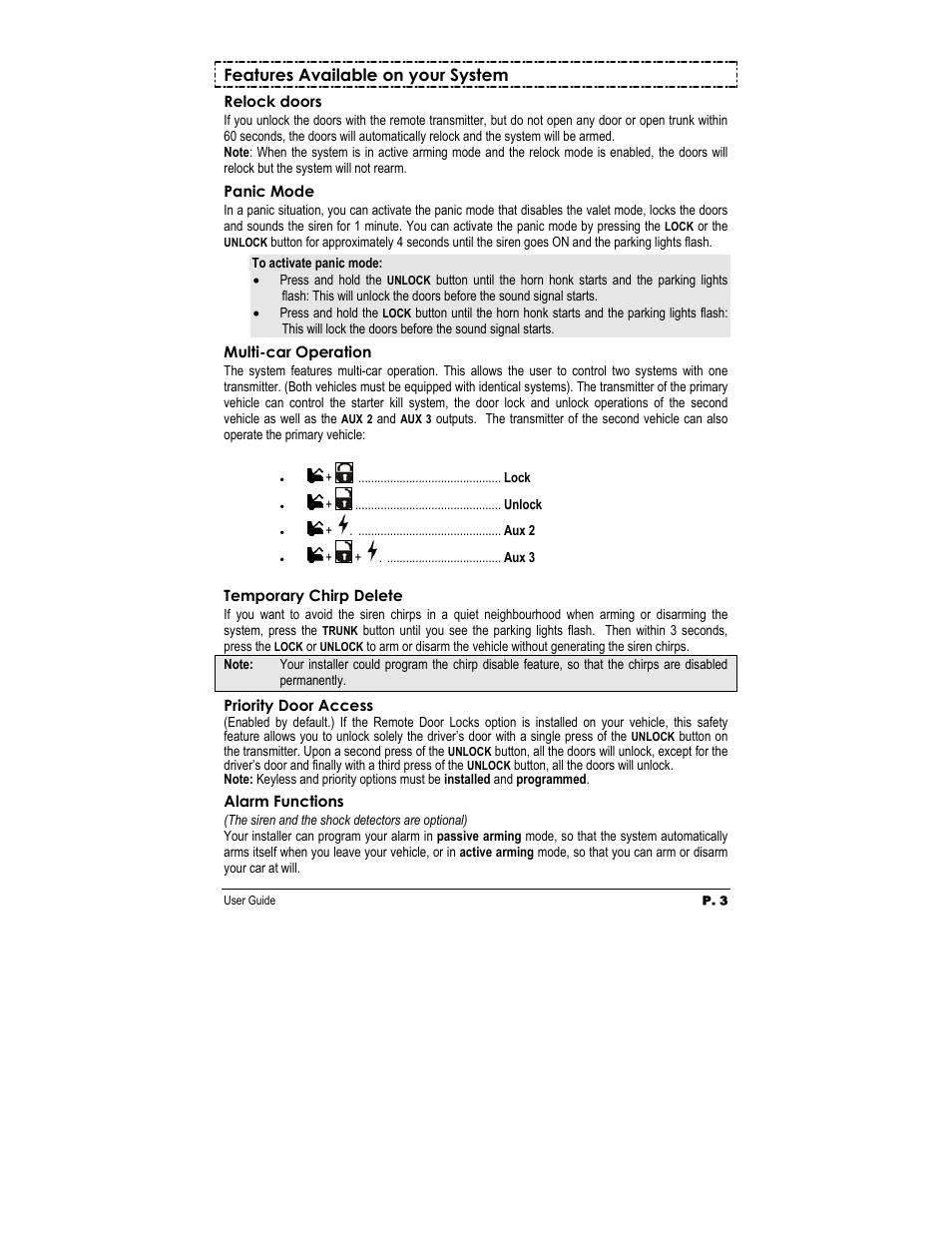 Features available on your system | Autostart ASL-150 User Manual | Page 3 / 6