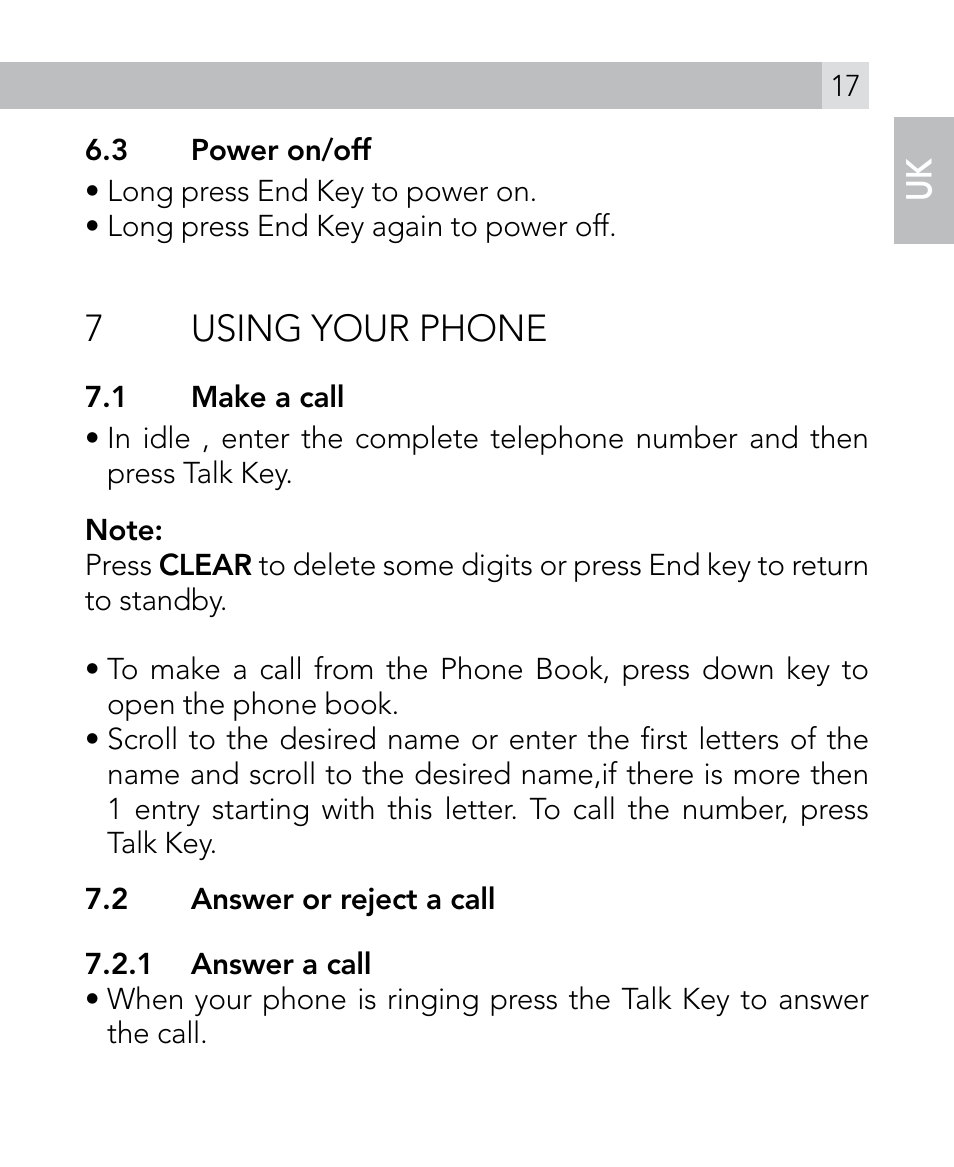 7using your phone | AEG Voxtel M300 User Manual | Page 17 / 38