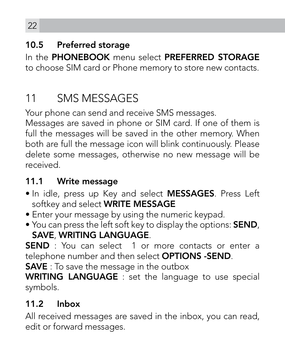 11 sms messages | AEG Voxtel M300 User Manual | Page 22 / 38