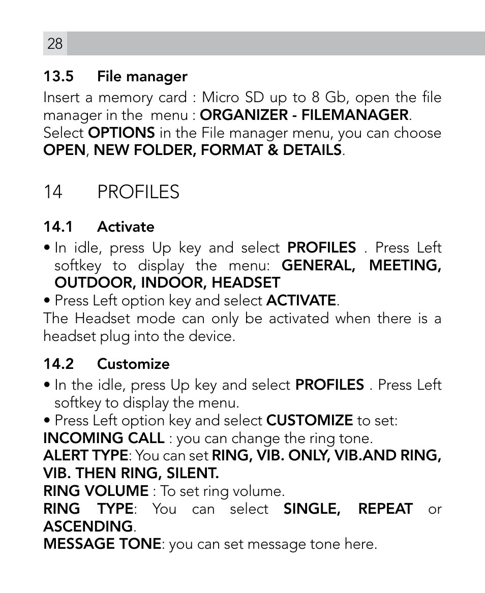 14 profiles | AEG Voxtel M300 User Manual | Page 28 / 38