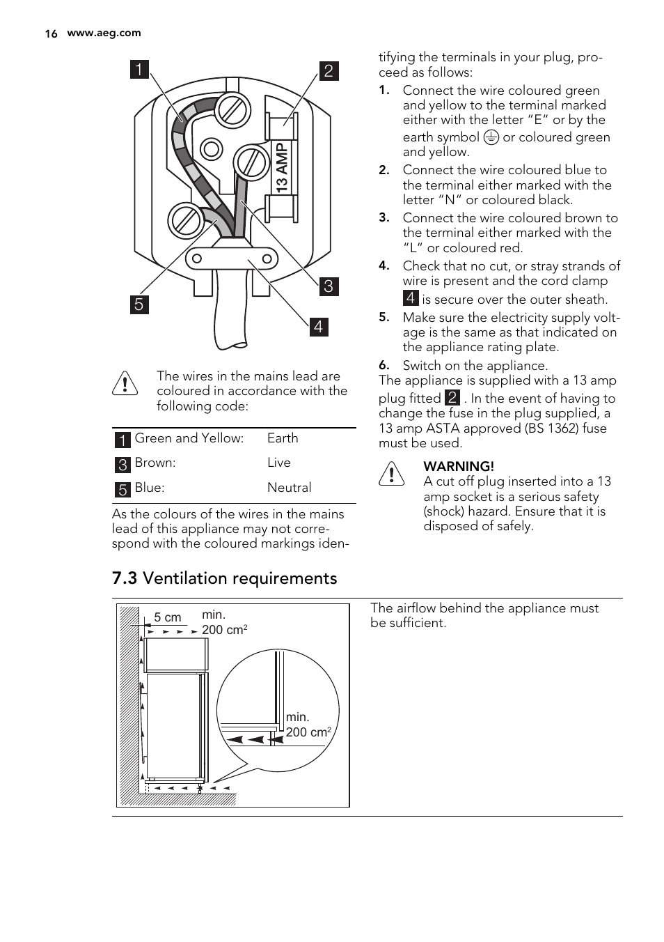 3 ventilation requirements | AEG SKS58800S2 User Manual | Page 16 / 20