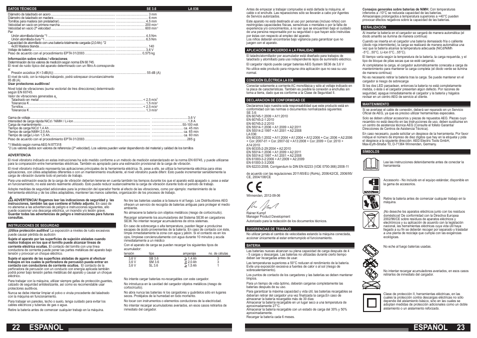 Español | AEG SE 3.6 User Manual | Page 12 / 35