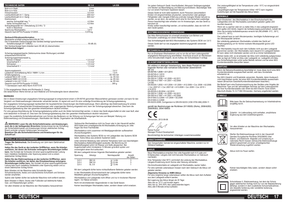 Deutsch | AEG SE 3.6 User Manual | Page 9 / 35