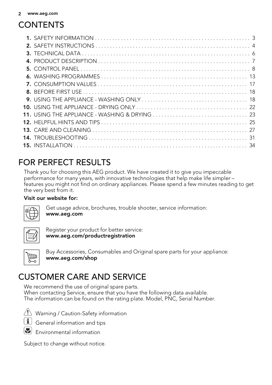 AEG L99695HWD User Manual | Page 2 / 44