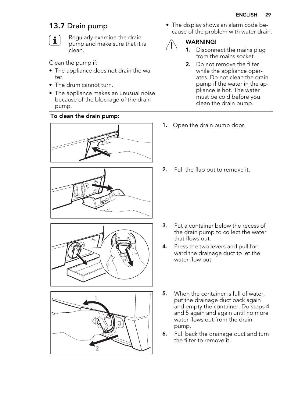 7 drain pump | AEG L99695HWD User Manual | Page 29 / 44